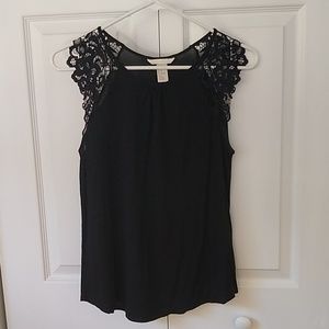 H&M Black Lace Sleeveless Blouse Dressy NWOT